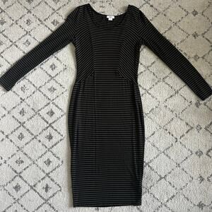 Womens Bar III bodycon striped midi dress Black & Grey/brown Logenlook layering